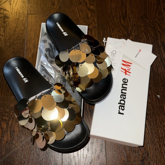 Rabanne X H&M Gold Disc Slides 40/41 (9) - Picture 2 of 10